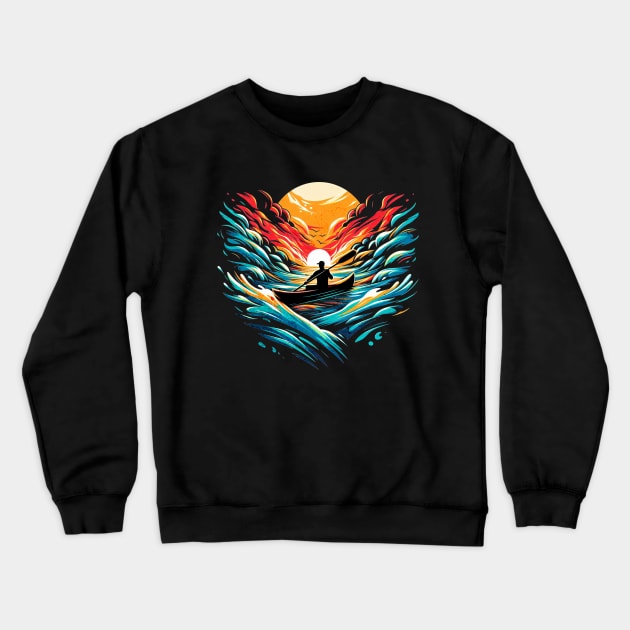 Retro Kayaking Vintage Design Crewneck Sweatshirt by Miami Neon Designs